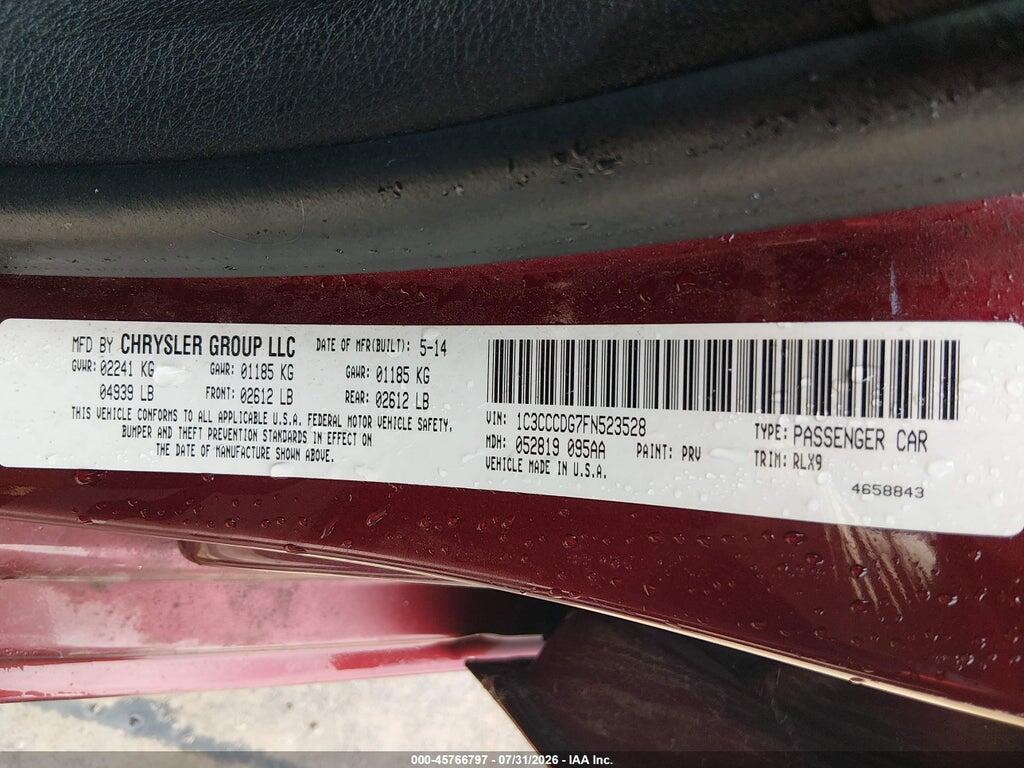 1C3CCCDG7FN523528 2015 CHRYSLER 200 photo no. 9