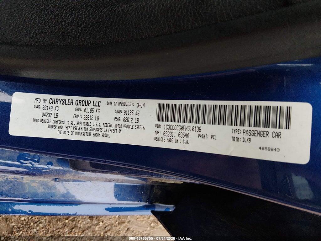 1C3CCCCG0FN510136 2015 CHRYSLER 200 photo no. 9