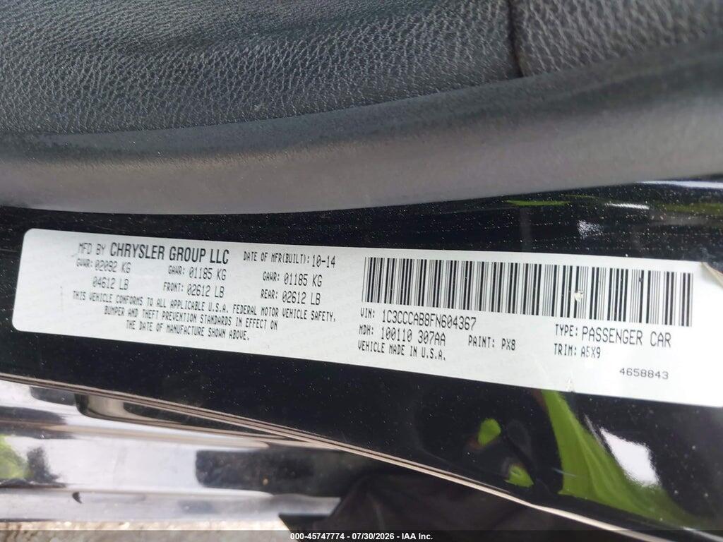 1C3CCCAB8FN604367 2015 CHRYSLER 200 photo no. 9
