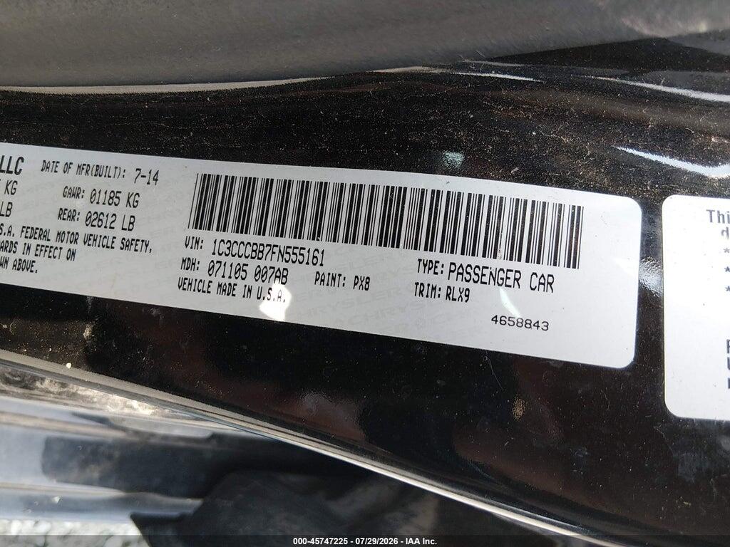 1C3CCCBB7FN555161 2015 CHRYSLER 200 photo no. 9