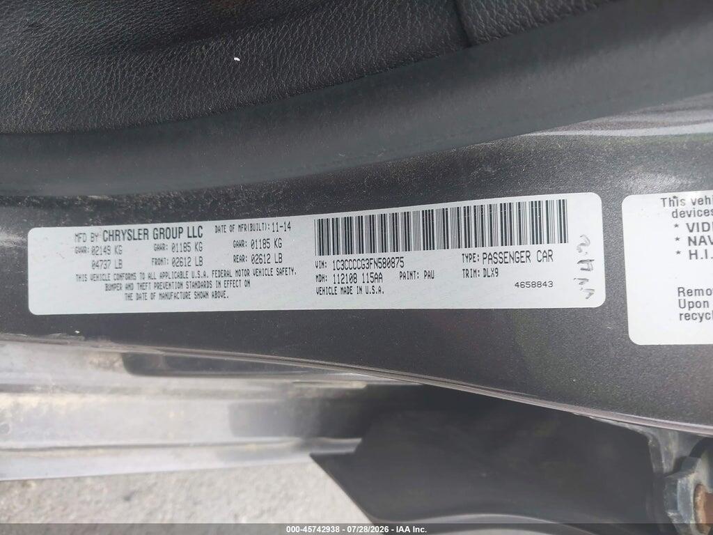 1C3CCCCG3FN580875 2015 CHRYSLER 200 photo no. 9