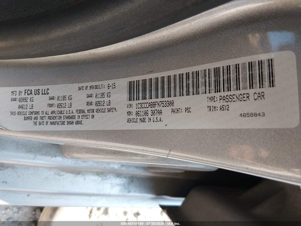 1C3CCCAB8FN753300 2015 CHRYSLER 200 photo no. 9