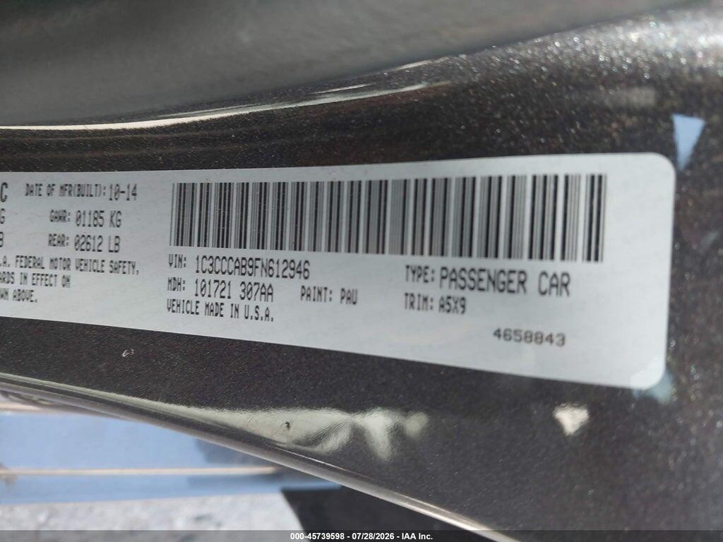 1C3CCCAB9FN612946 2015 CHRYSLER 200 photo no. 9