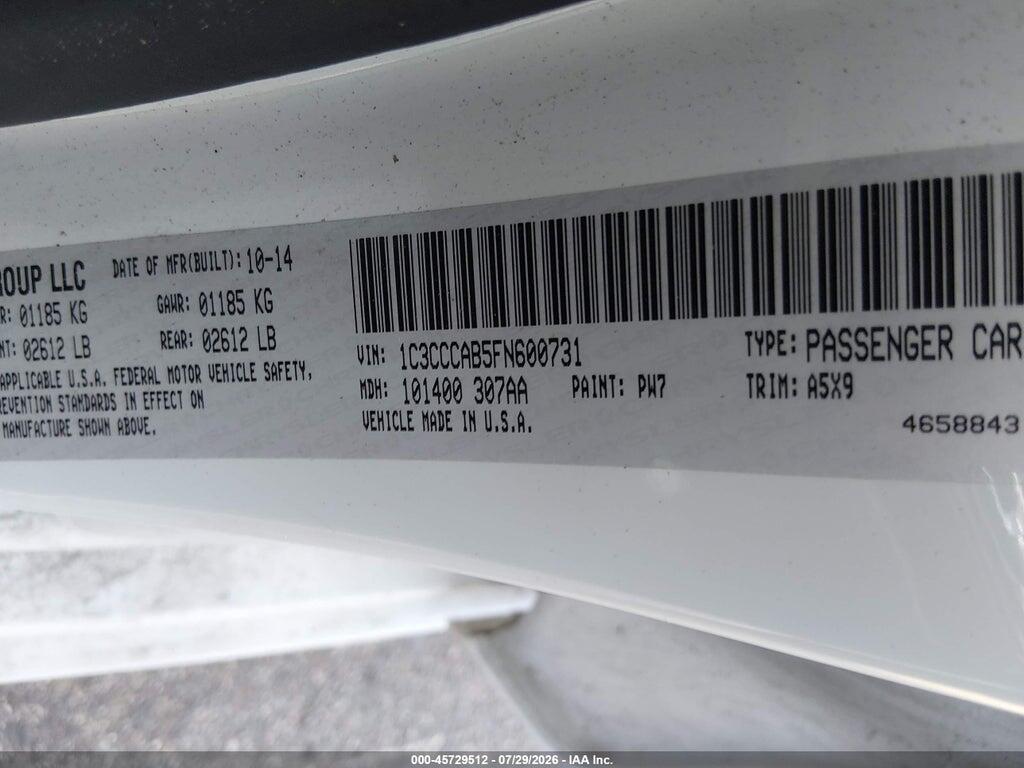 1C3CCCAB5FN600731 2015 CHRYSLER 200 photo no. 9