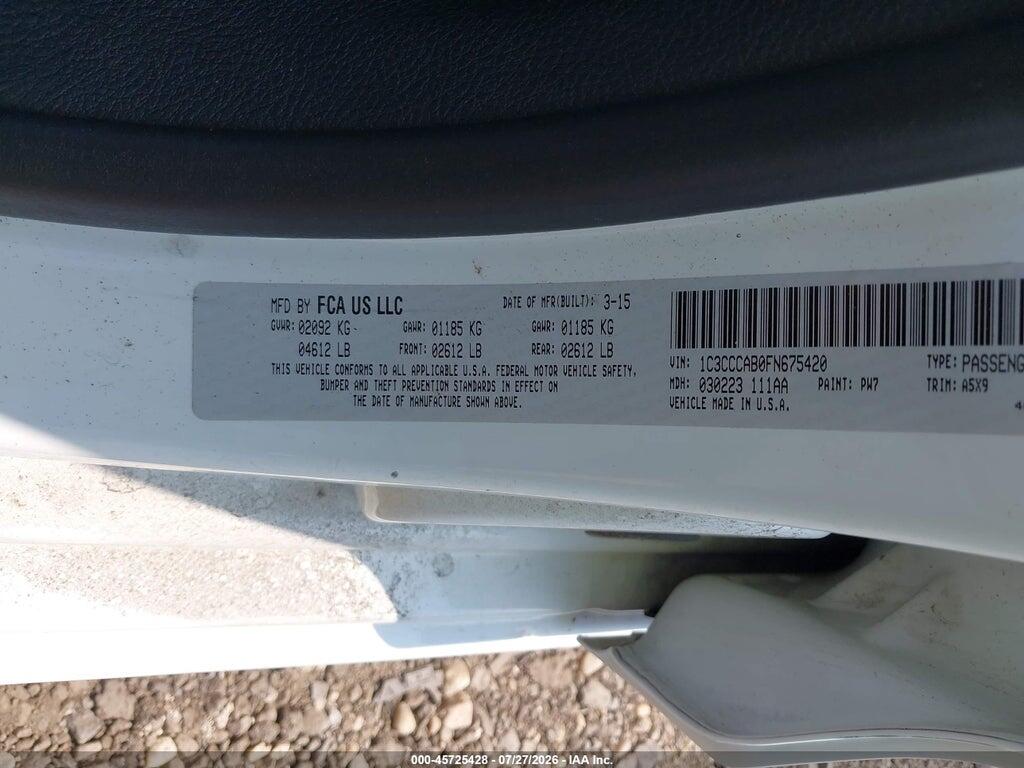 1C3CCCAB0FN675420 2015 CHRYSLER 200 photo no. 9