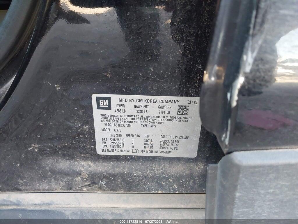 KL7CJLSB3LB337083 2020 CHEVROLET TRAX photo no. 9
