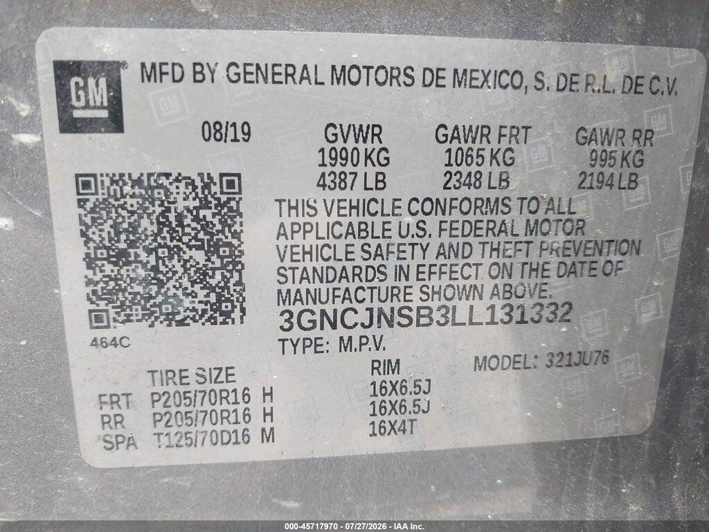 3GNCJNSB3LL131332 2020 CHEVROLET TRAX photo no. 9
