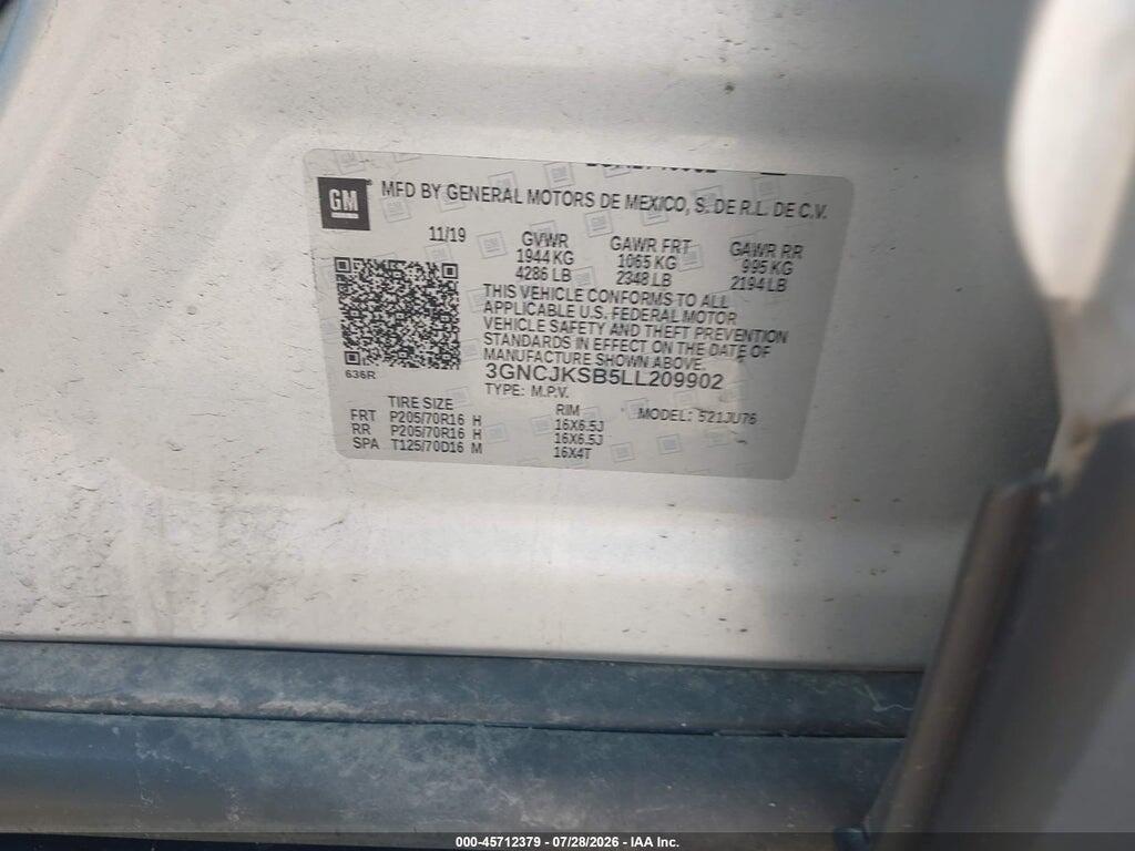 3GNCJKSB5LL209902 2020 CHEVROLET TRAX photo no. 9
