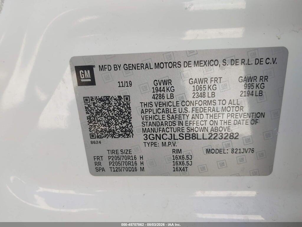 3GNCJLSB8LL223282 2020 CHEVROLET TRAX photo no. 9