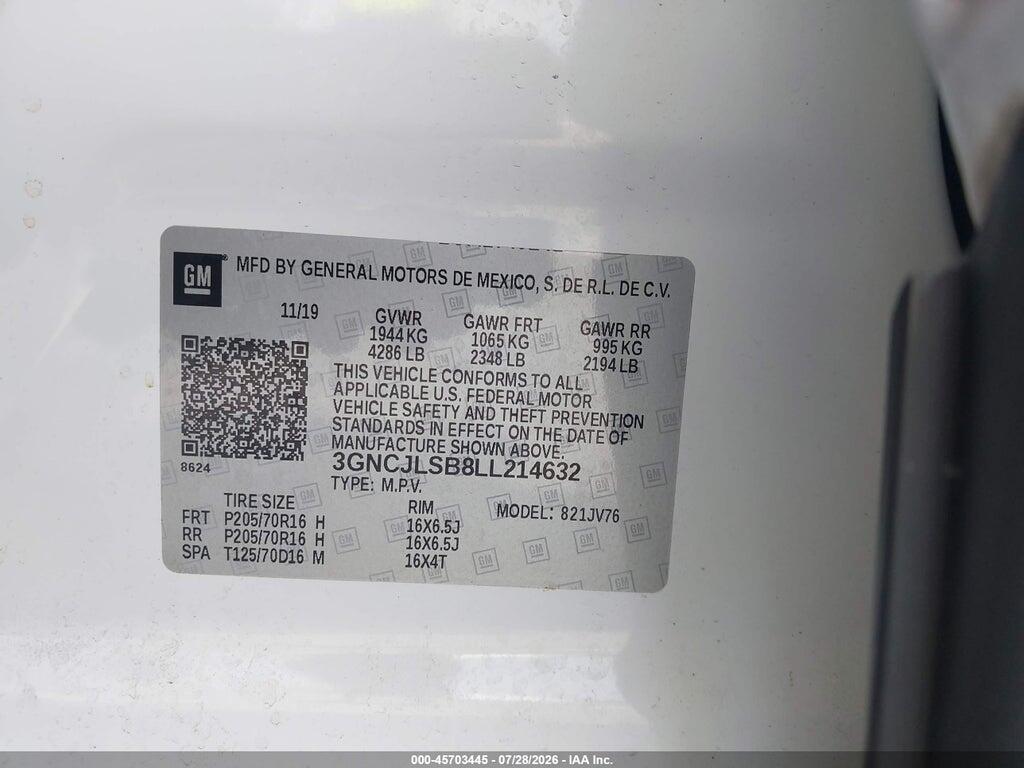 3GNCJLSB8LL214632 2020 CHEVROLET TRAX photo no. 9