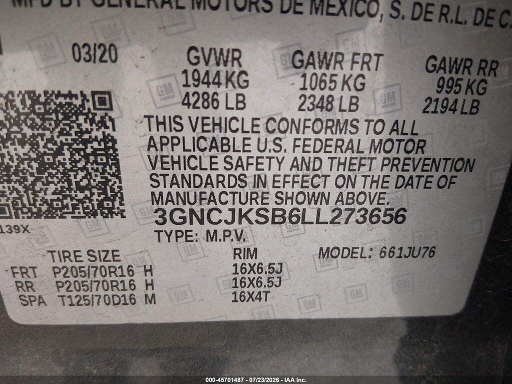 3GNCJKSB6LL273656 2020 CHEVROLET TRAX photo no. 9