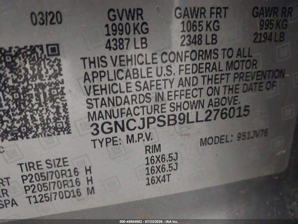 3GNCJPSB9LL276015 2020 CHEVROLET TRAX photo no. 9