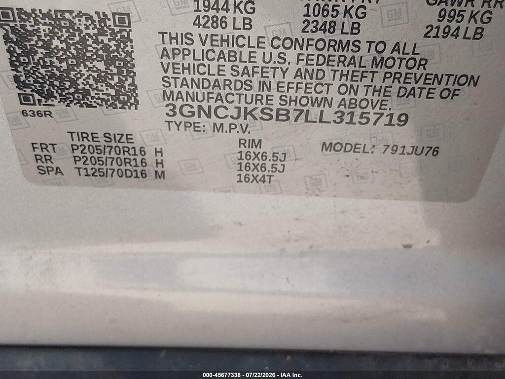 3GNCJKSB7LL315719 2020 CHEVROLET TRAX photo no. 9