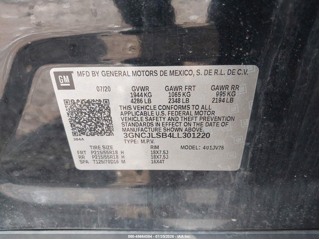 3GNCJLSB4LL301220 2020 CHEVROLET TRAX photo no. 9