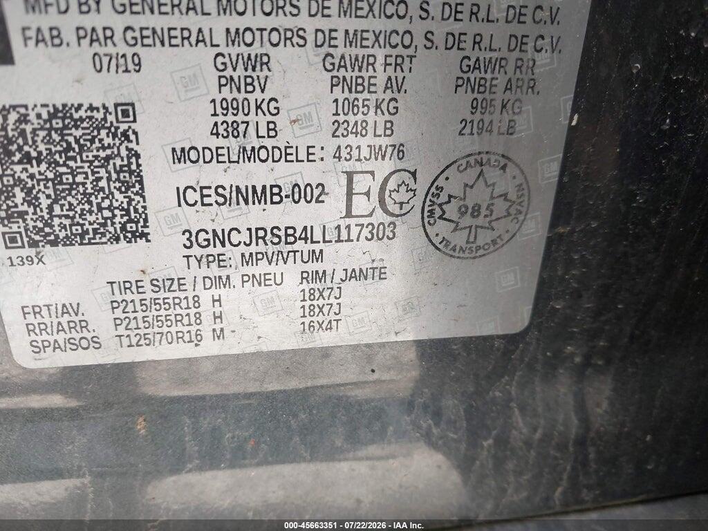 3GNCJRSB4LL117303 2020 CHEVROLET TRAX photo no. 9