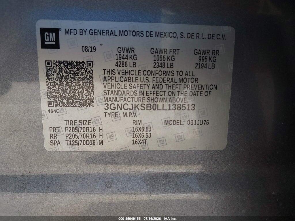 3GNCJKSB0LL138513 2020 CHEVROLET TRAX photo no. 9