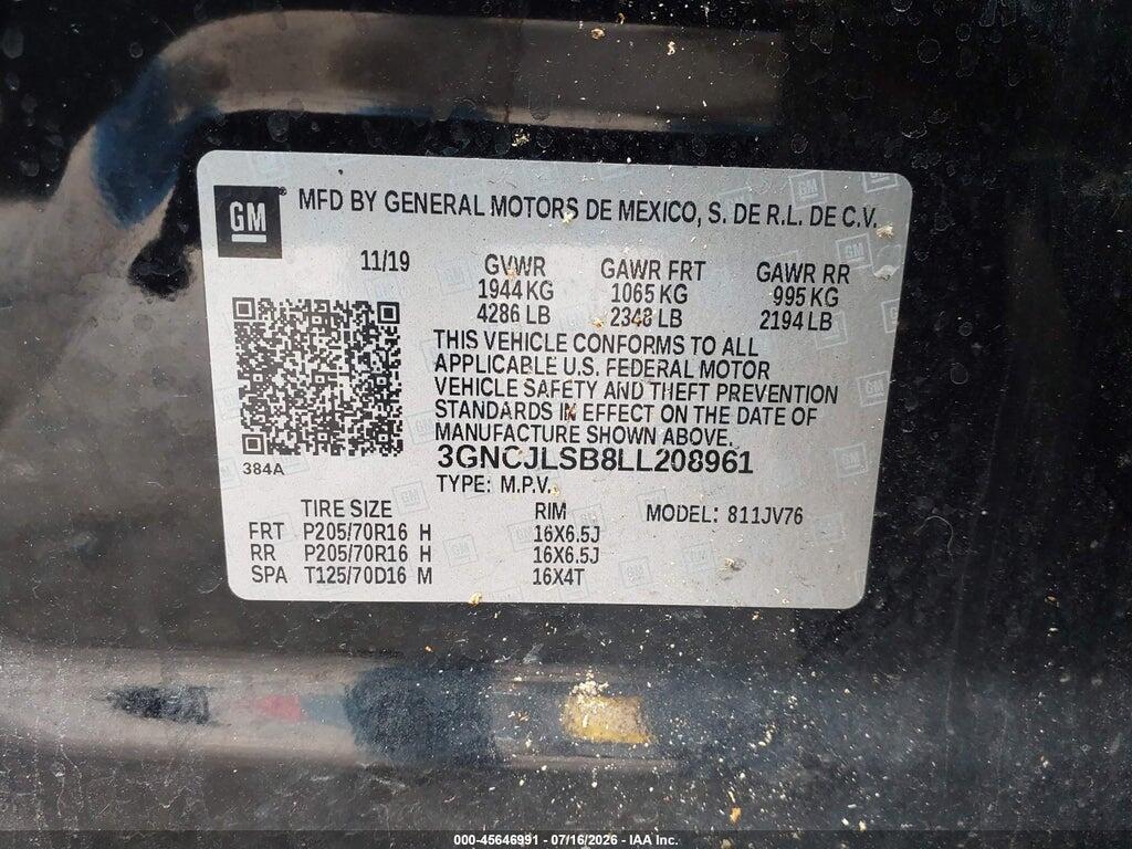 3GNCJLSB8LL208961 2020 CHEVROLET TRAX photo no. 9