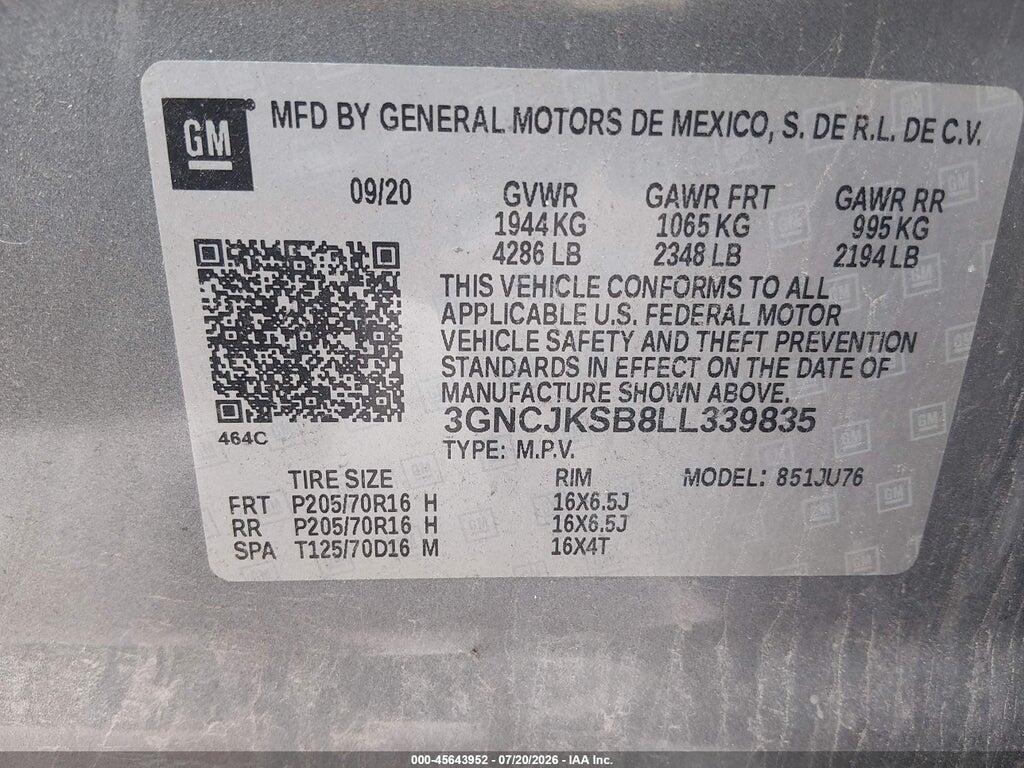 3GNCJKSB8LL339835 2020 CHEVROLET TRAX photo no. 9