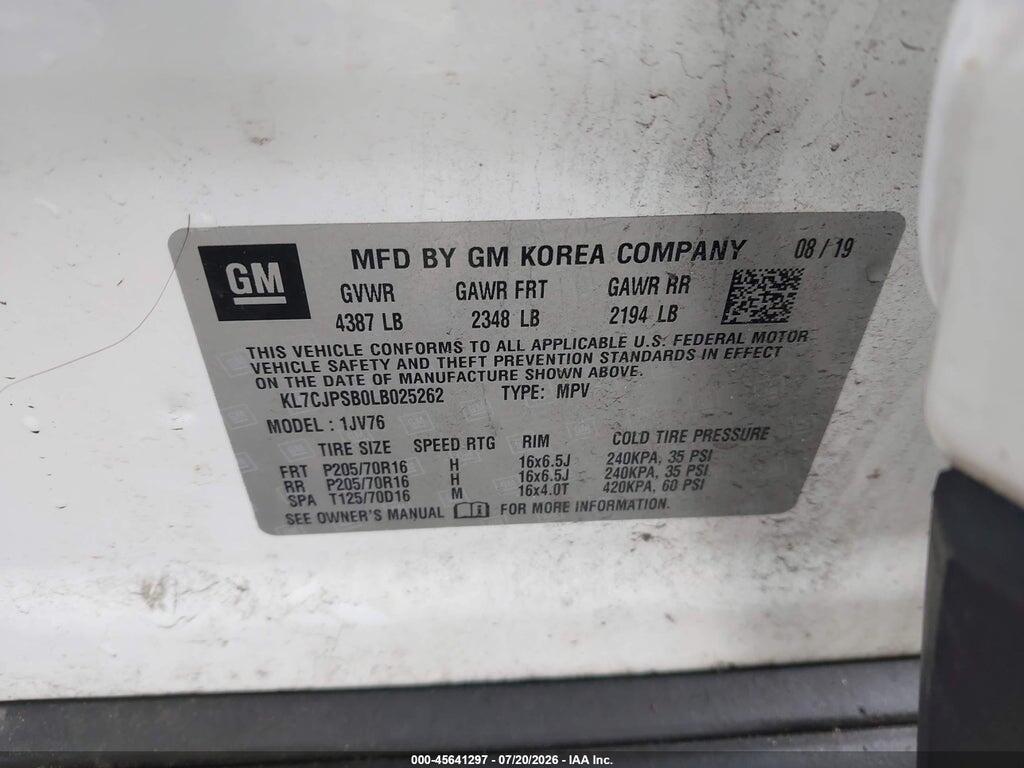 KL7CJPSB0LB025262 2020 CHEVROLET TRAX photo no. 9