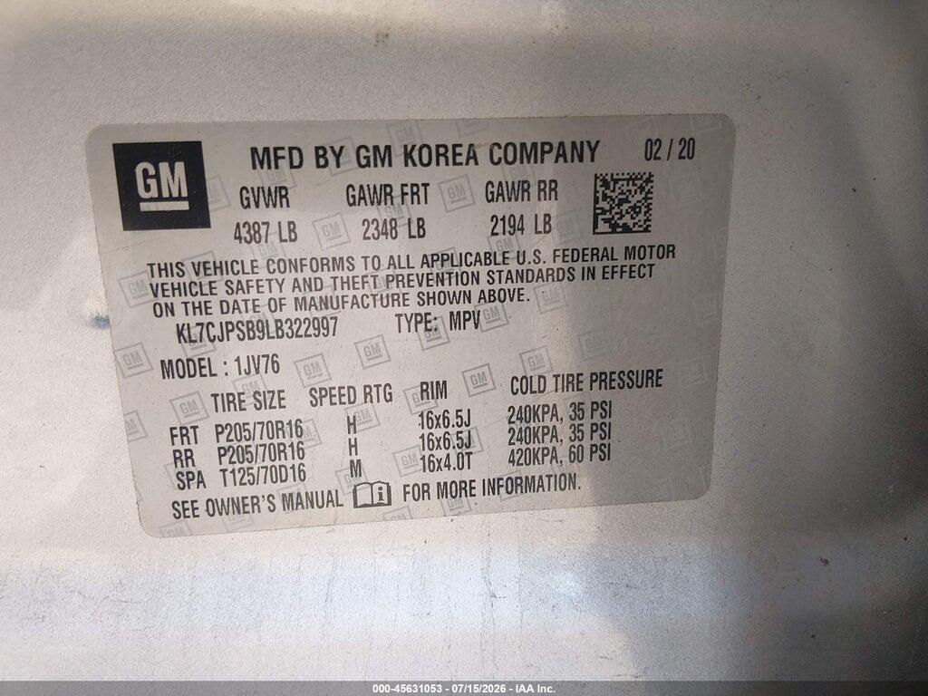 KL7CJPSB9LB322997 2020 CHEVROLET TRAX photo no. 9