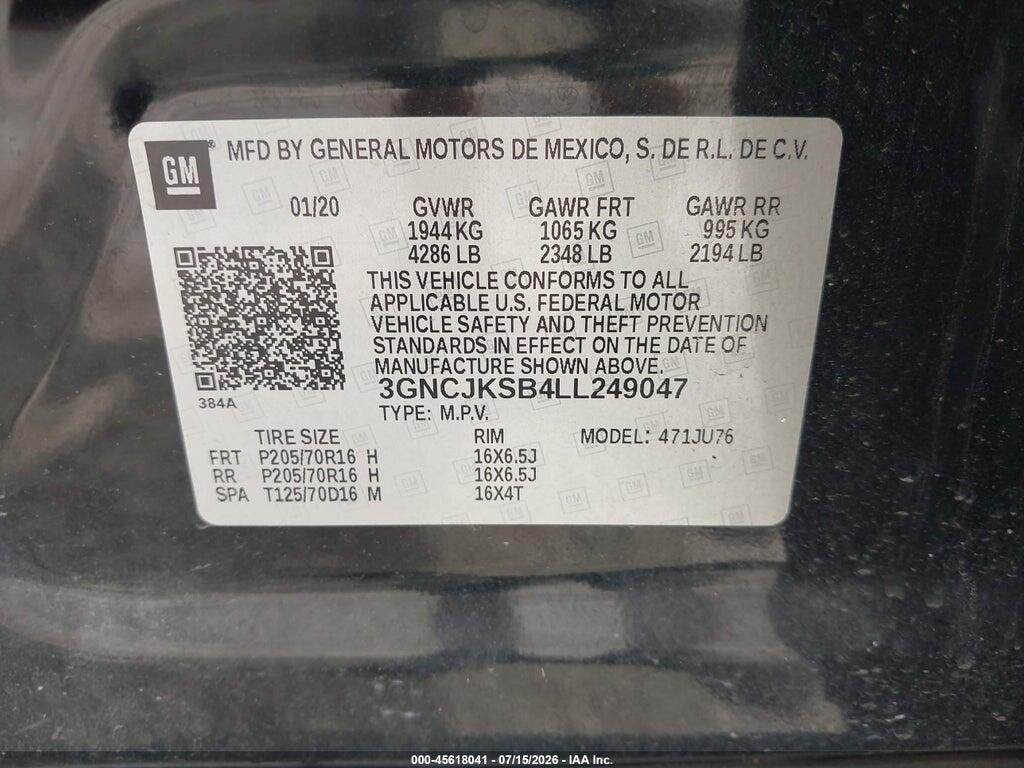 3GNCJKSB4LL249047 2020 CHEVROLET TRAX photo no. 9