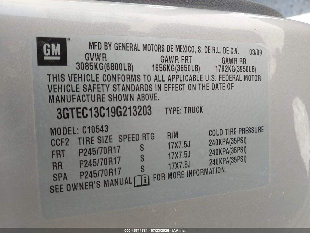 3GTEC13C19G213203 2009 GMC SIERRA 1500 photo no. 9
