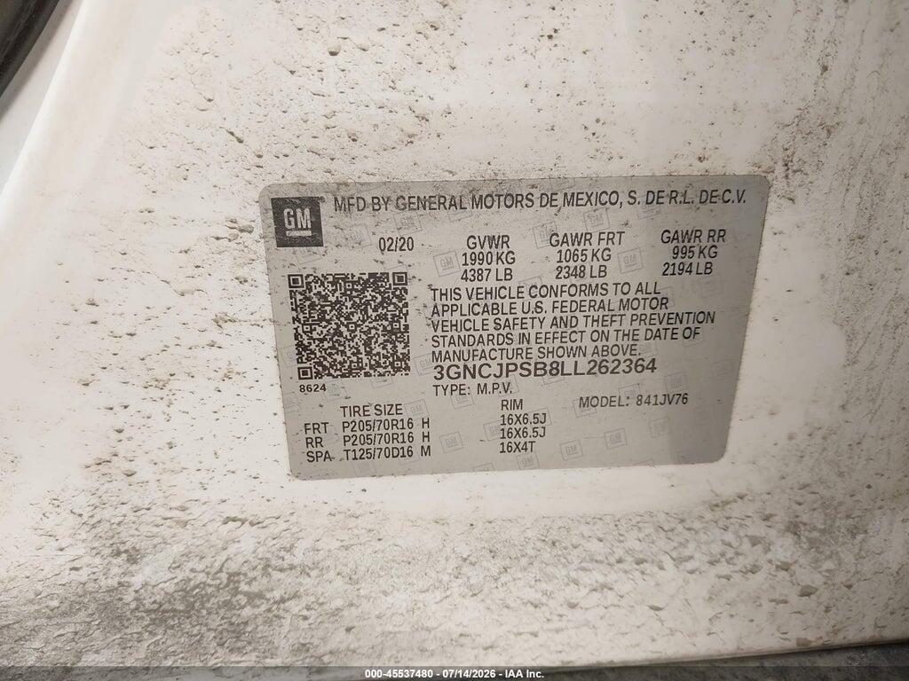 3GNCJPSB8LL262364 2020 CHEVROLET TRAX photo no. 9