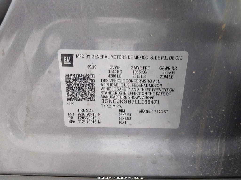 3GNCJKSB7LL166471 2020 CHEVROLET TRAX photo no. 9