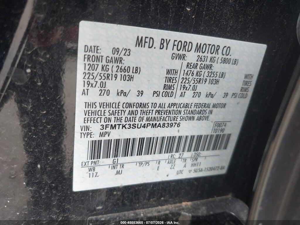 3FMTK3SU4PMA83976 2023 FORD MUSTANG MACH-E photo no. 9
