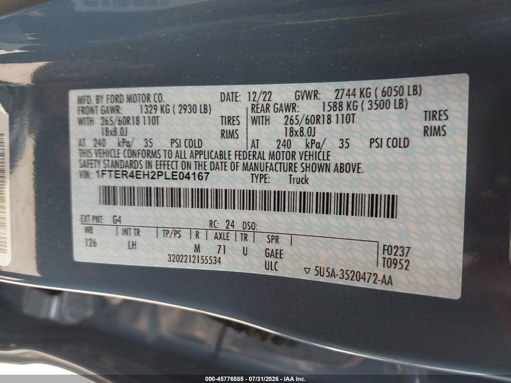 1FTER4EH2PLE04167 2023 FORD RANGER photo no. 9