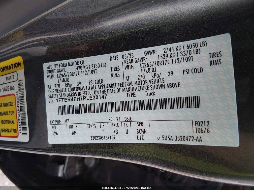 1FTER4FH7PLE30147 2023 FORD RANGER photo no. 9