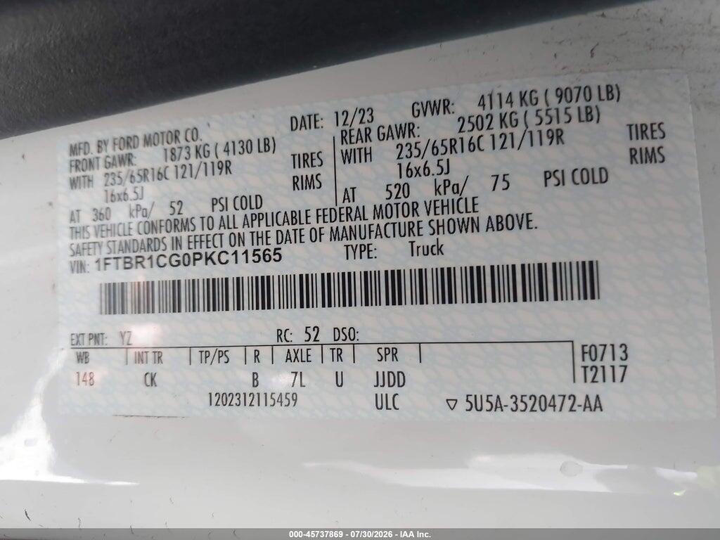 1FTBR1CG0PKC11565 2023 FORD TRANSIT-250 photo no. 9