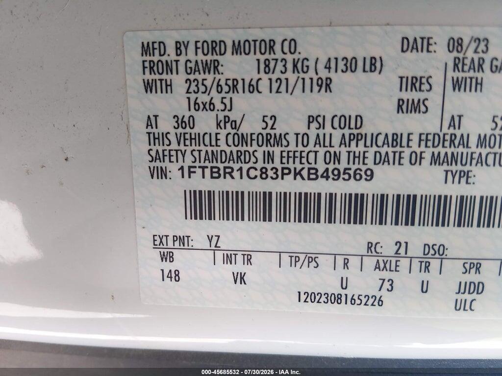 1FTBR1C83PKB49569 2023 FORD TRANSIT-250 photo no. 9