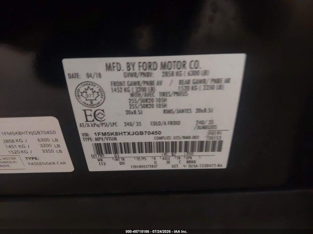 1FM5K8HTXJGB70450 2018 FORD EXPLORER photo no. 9