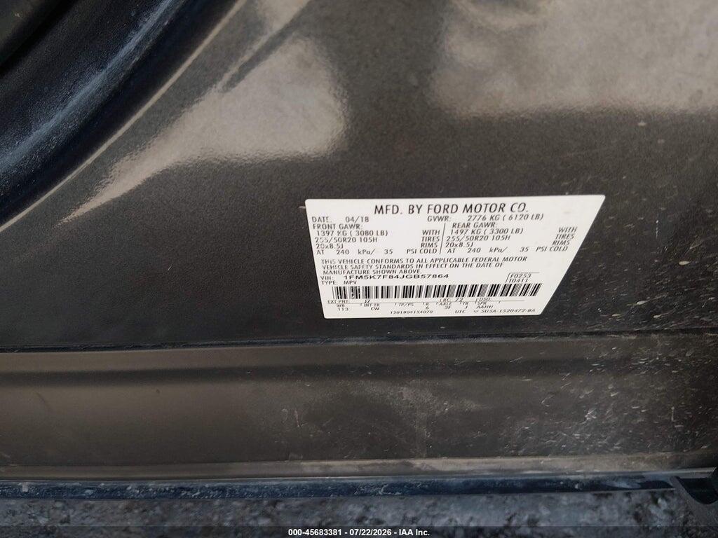 1FM5K7F84JGB57864 2018 FORD EXPLORER photo no. 9