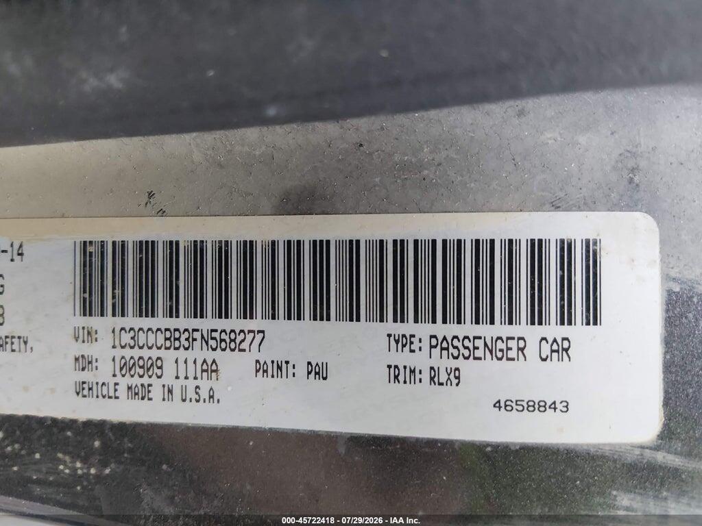 1C3CCCBB3FN568277 2015 CHRYSLER 200 photo no. 9