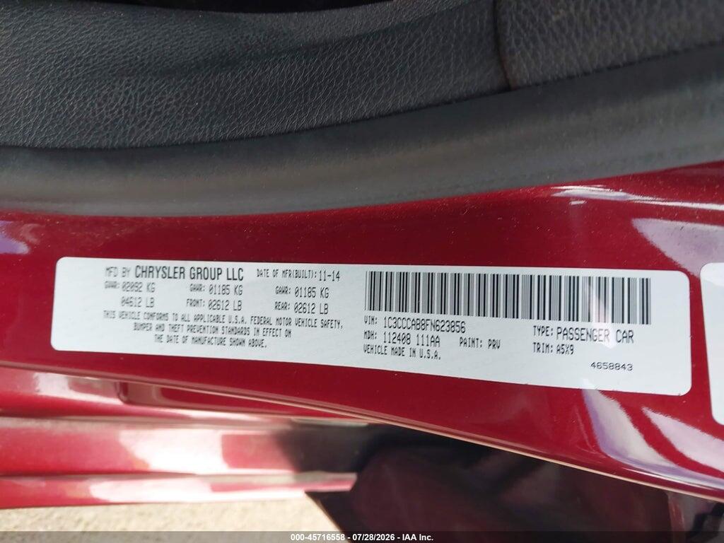 1C3CCCAB8FN623856 2015 CHRYSLER 200 photo no. 9