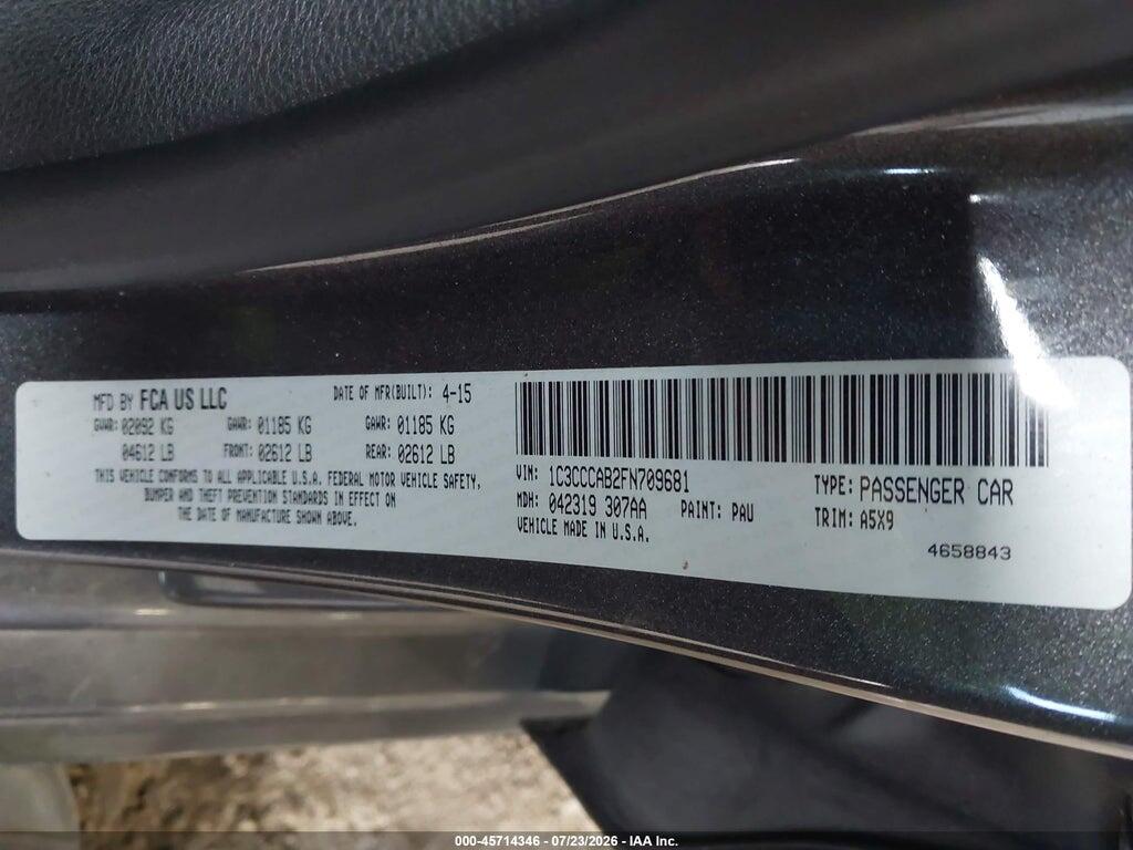 1C3CCCAB2FN709681 2015 CHRYSLER 200 photo no. 9