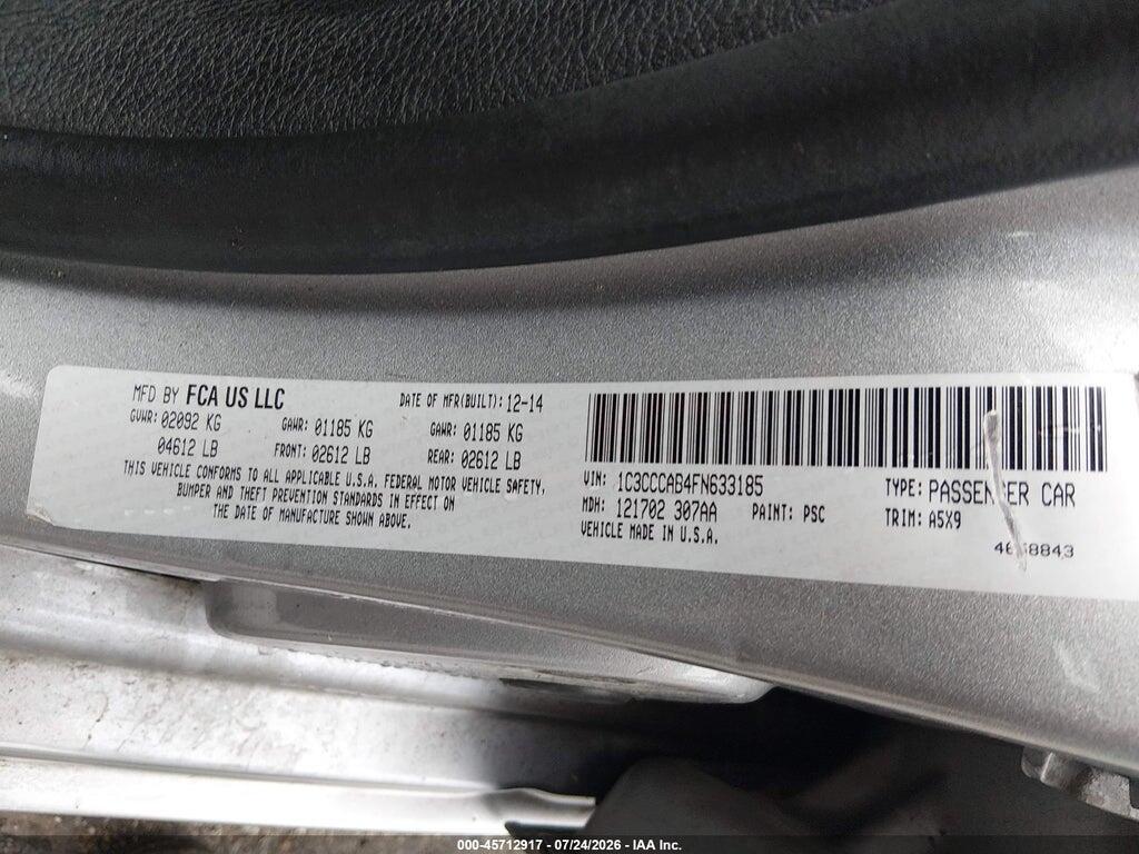 1C3CCCAB4FN633185 2015 CHRYSLER 200 photo no. 9