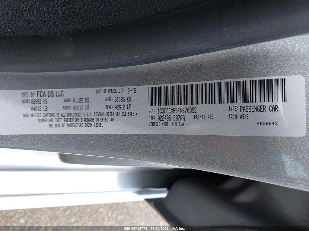 1C3CCCAB5FN670892 2015 CHRYSLER 200 photo no. 9
