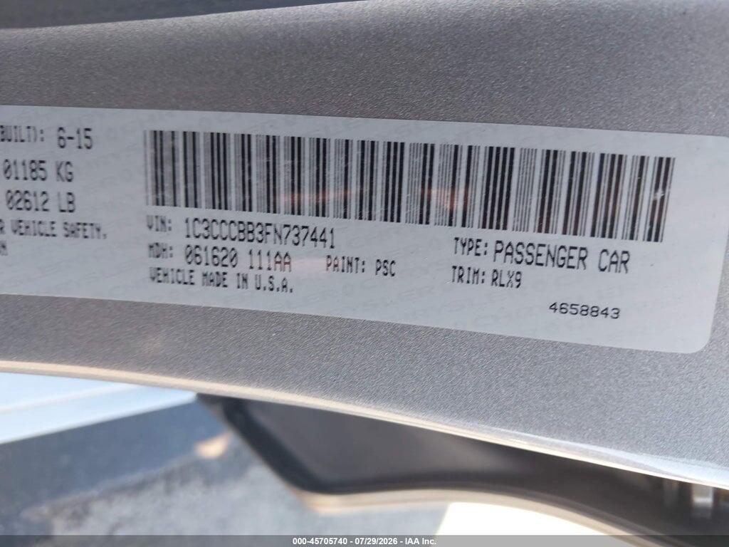 1C3CCCBB3FN737441 2015 CHRYSLER 200 photo no. 9