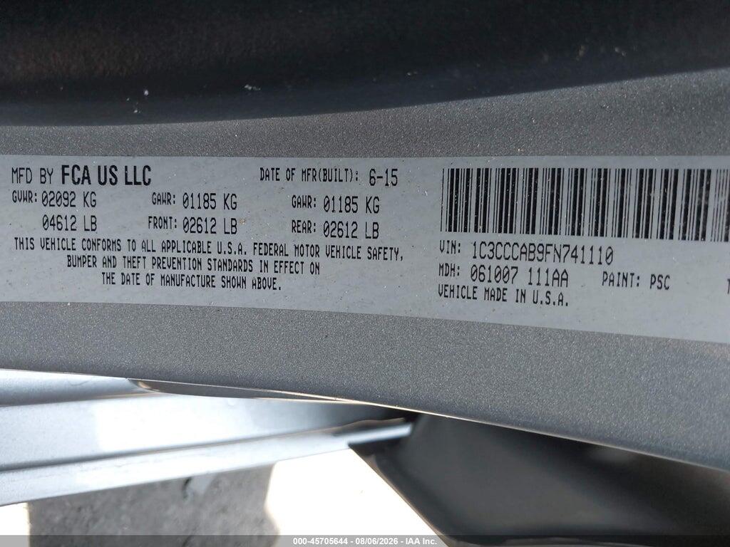 1C3CCCAB9FN741110 2015 CHRYSLER 200 photo no. 9