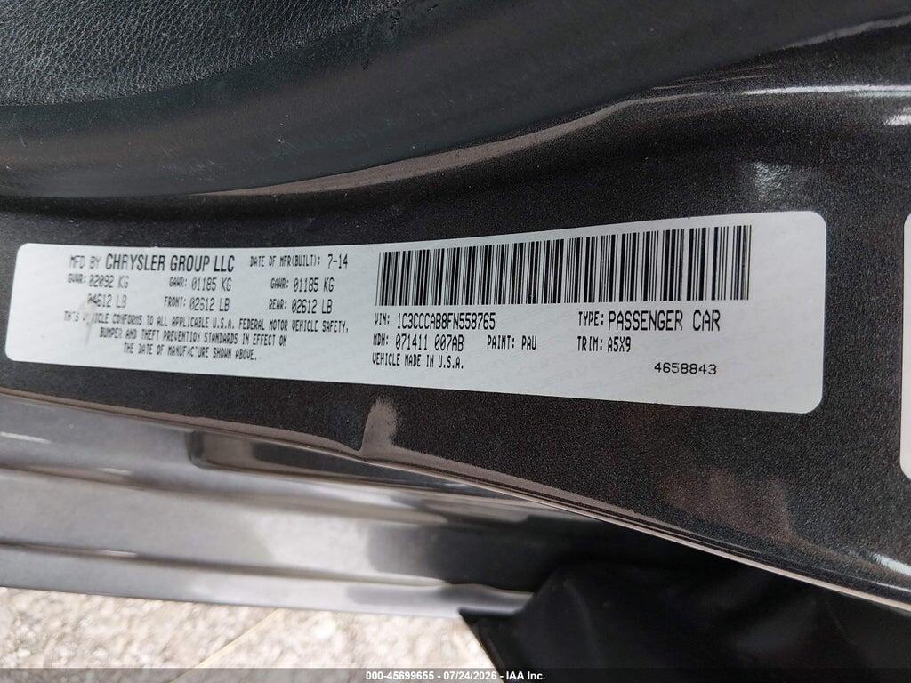 1C3CCCAB8FN558765 2015 CHRYSLER 200 photo no. 9