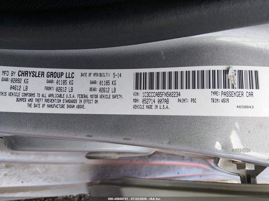 1C3CCCAB5FN502234 2015 CHRYSLER 200 photo no. 9