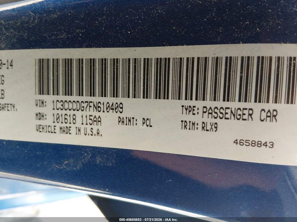 1C3CCCDG7FN610409 2015 CHRYSLER 200 photo no. 9