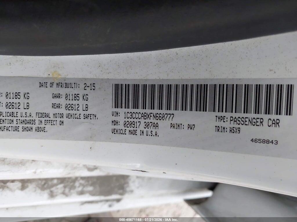 1C3CCCABXFN660777 2015 CHRYSLER 200 photo no. 9