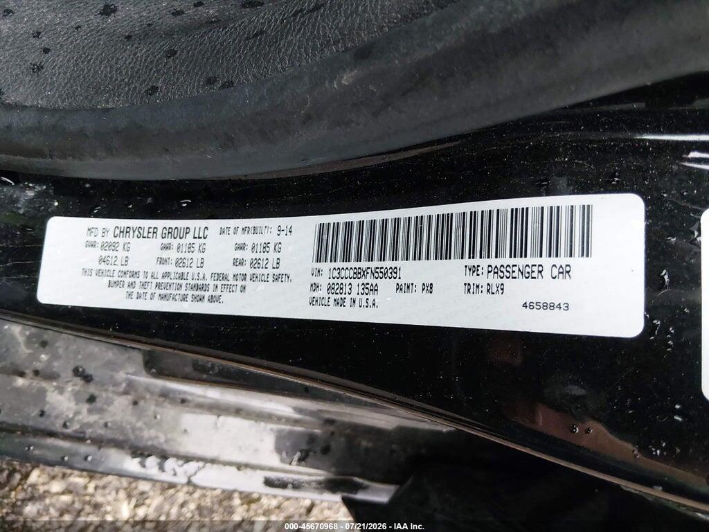 1C3CCCBBXFN550391 2015 CHRYSLER 200 photo no. 9