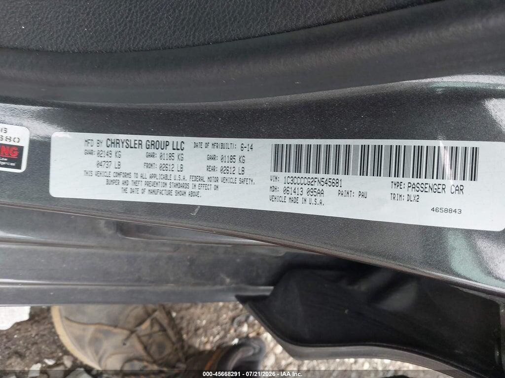 1C3CCCCG2FN545681 2015 CHRYSLER 200 photo no. 9