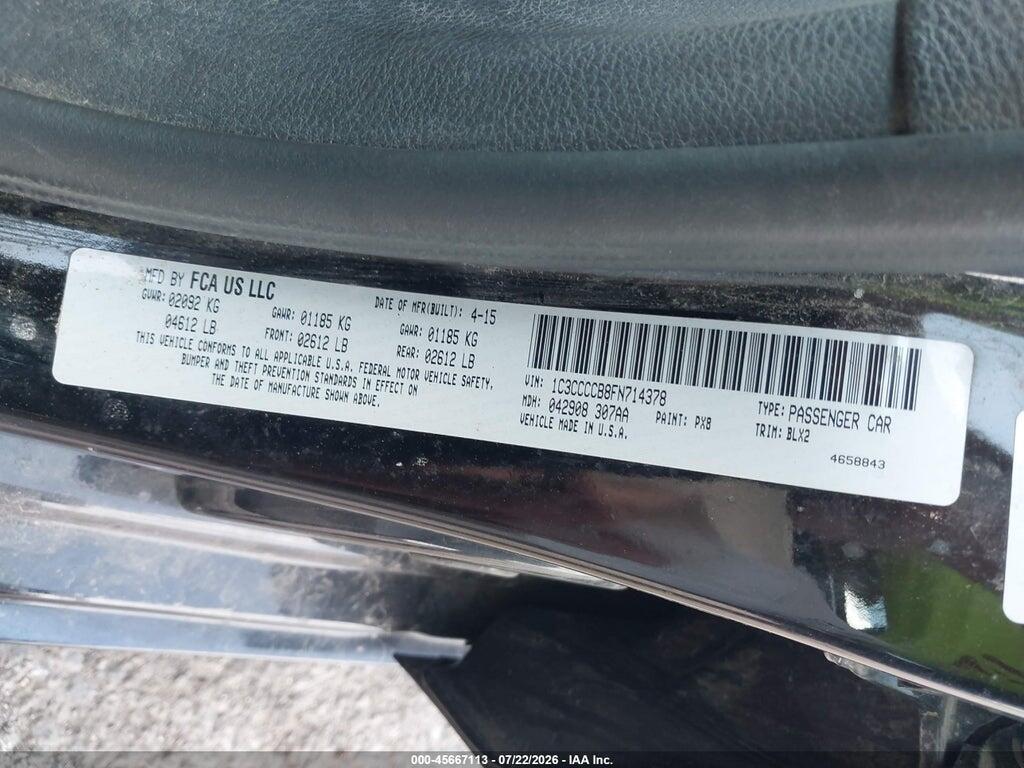 1C3CCCCB8FN714378 2015 CHRYSLER 200 photo no. 9