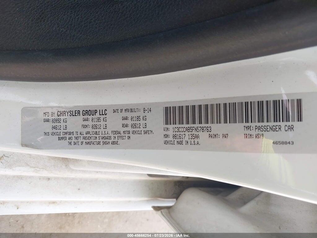 1C3CCCAB5FN578763 2015 CHRYSLER 200 photo no. 9